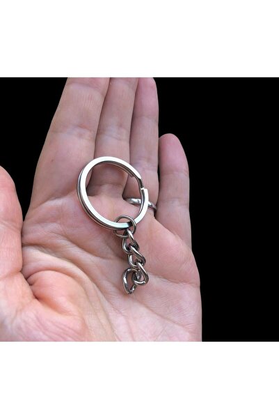 MEGA METAL 2,4 Cm Zincirli Ezme Halka 10 Adet Gümüş Renk Halka Yuvarlak Halka Aparat Demir Malzeme Makrome – A