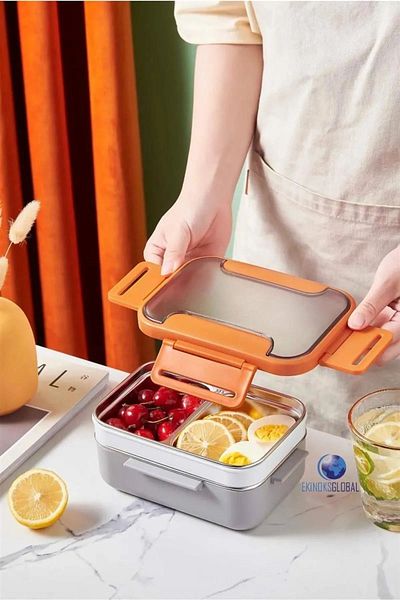 Vagon Orange Double Layer Stainless Steel Dinner - 1200ml Lunch Box