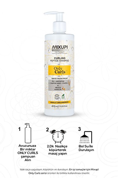 Mixup Bukleli ve Dalgalı Saçlar için Pro-Hair Peptit,L-Karnitin,Amino Kompleks Şampuan 400 ML