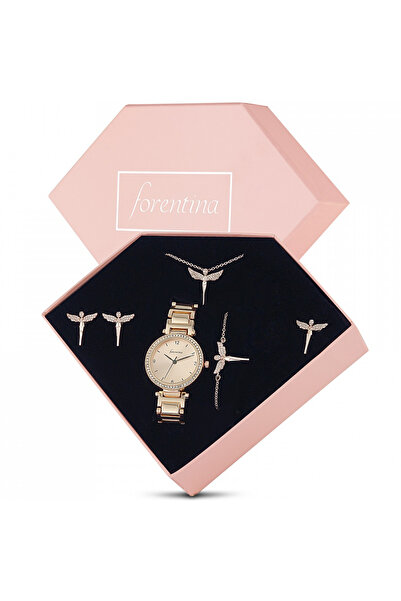 Forentina Rose Melek Kanadı Kolye Küpe Bileklik Yüzük Saat Set - Ps173800tr