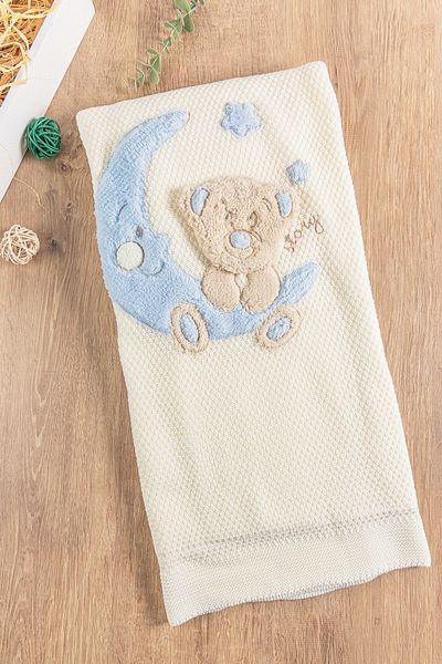 Babymod Girl/Boy Welsoft Lined Baby Blanket with Teddy Bear Figure