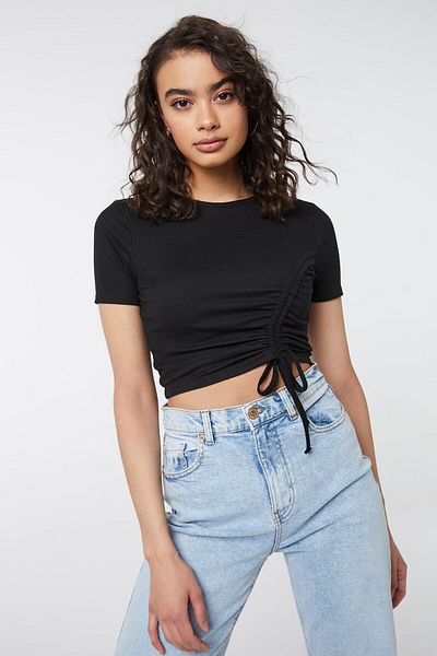 Ardene Cropped Tee with Ruched Side