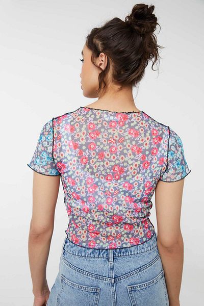 Ardene Floral Mesh Top
