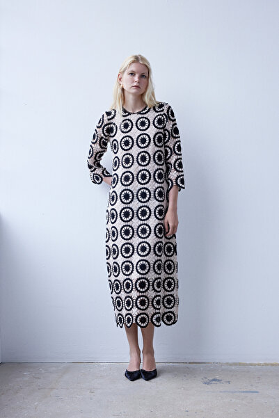 By Mare Style Crew Neck Long Crochet Dress