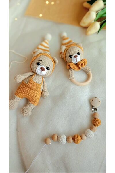 esmanın diyarı Amigurumi ayıcık mustard  set