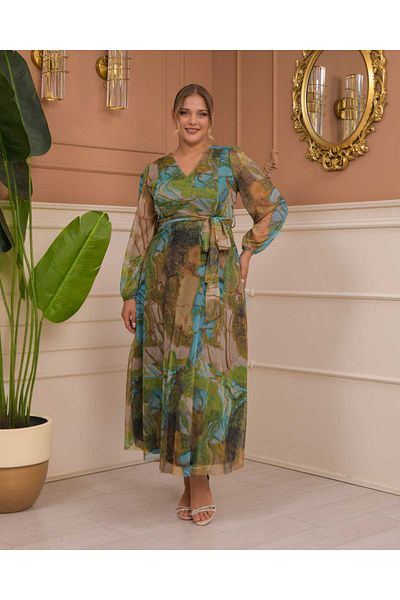 CİXAPLE Rochie imprimată lungime maxi cu decolteu în V