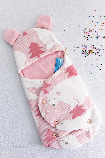 Babymod Baby Girl Swaddle with Teddy Bear Figure