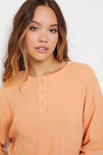 Ardene Waffle Henley Cropped Tee