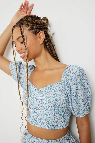 Ardene Puff Sleeve Pleated Blouse