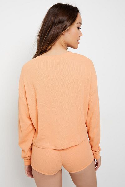 Ardene Waffle Henley Cropped Tee