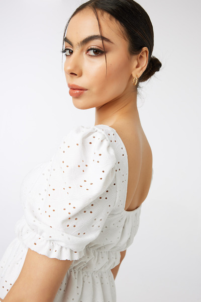 Ardene Eyelet Lace Balloon Sleeve Top