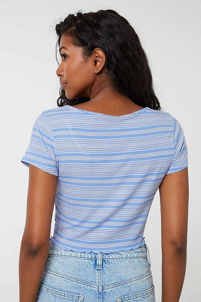 Ardene Striped Henley Crop Top