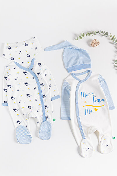 Babymod Palm Tree Patterned 2-Piece Long Sleeve Baby Boy Jumpsuit