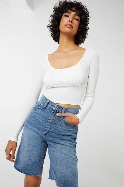 Ardene Long-Sleeve Ruched Bustier Top