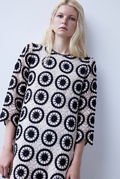 By Mare Style Crew Neck Long Crochet Dress