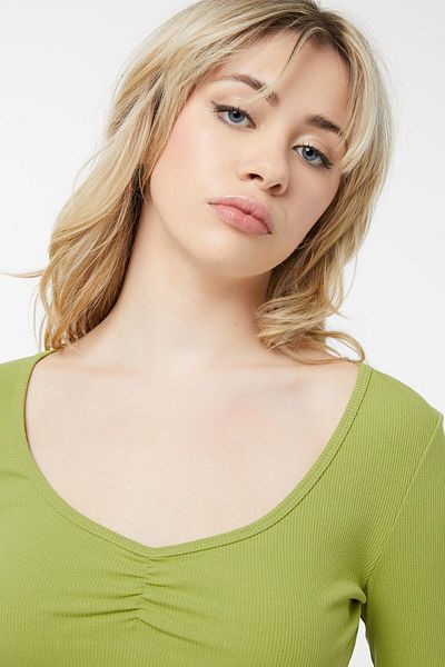 Ardene Ruched-Front Long Sleeve Top