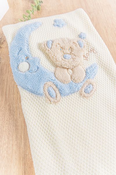 Babymod Girl/Boy Welsoft Lined Baby Blanket with Teddy Bear Figure