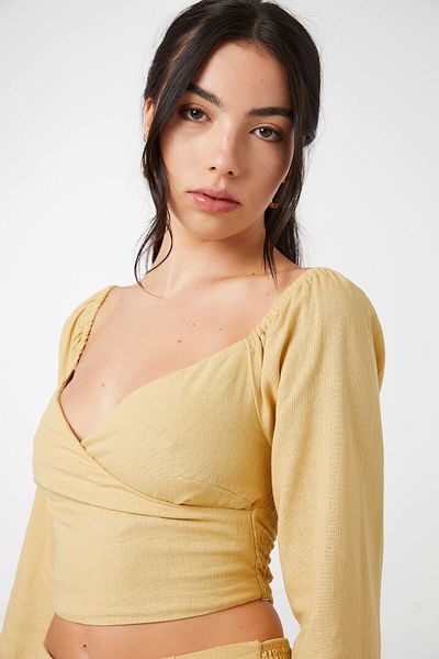 Ardene Linen Wrapped Ultra-Crop Top