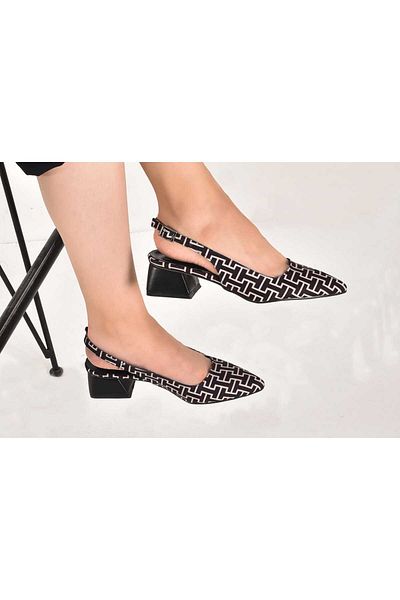 Ressome Karolin Women's Mini Heel Patterned - Open Back Pointed Toe Ballerinas