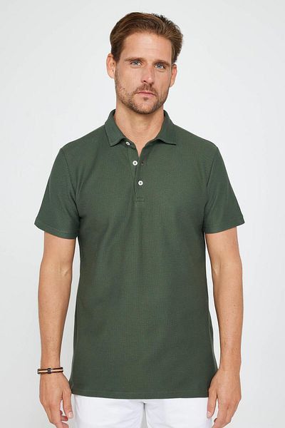 Tudors Ανδρικό T-shirt Slim Fit Slim Cut 100% βαμβάκι Pearly Khaki Polo Collar T-shirt