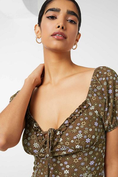 Ardene A.C.W. Retro Floral Fitted Peasant Dress