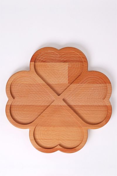 Forducts Natural Wooden 4-compartment Heart Snack Bowl and Tray