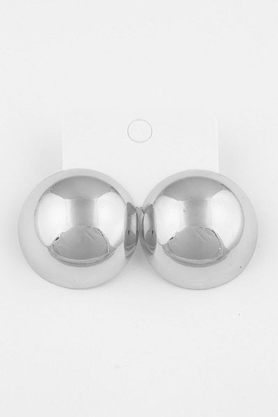 Ervalina Large Hemisphere Figure Double Earrings Silver Color