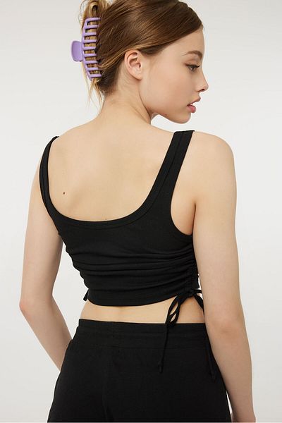 Ardene Ribbed Tank with Side Rushing