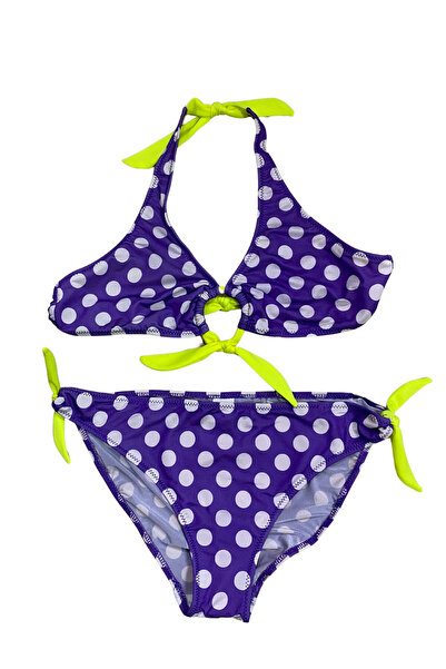 Sunset Purple Colored Polka Dot Girl's Bikini