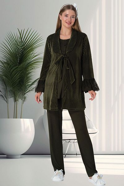 Mecit Pijama Velvet Dressing Gown - Σετ Πυτζάμες εγκυμοσύνης και εγκυμοσύνης από βαμβάκι και βισκόζη