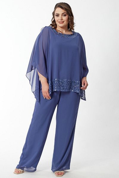 Moda Alba Set de bluză și pantaloni cu talie elastică pentru pelerina albastră Indigo