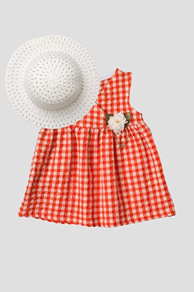 Chicsy Baby Pötikare Desenli Gül Detaylı Esnek Kız Bebek Elbisesi