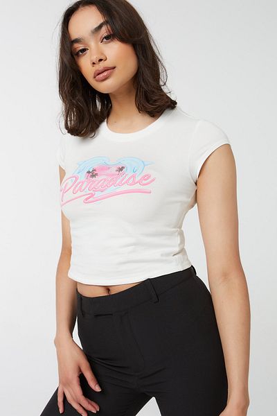 Ardene تي شيرت قصير بأكمام كاب جرافيك
