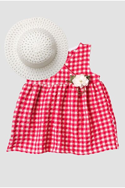 Chicsy Baby Pötikare Desenli Gül Detaylı Esnek Kız Bebek Elbisesi