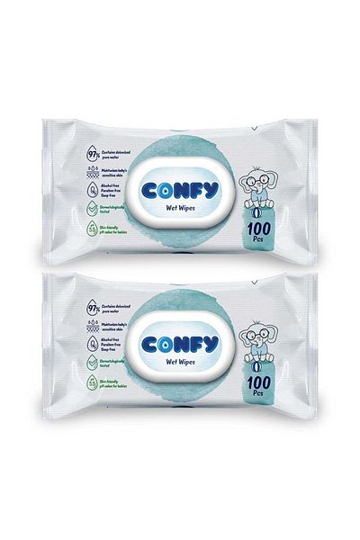 Confy Premium Wet Wipes Soft Care 100 Pieces x 2 Packs