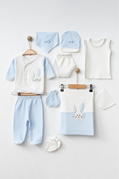 Petite Ponpon Baby طقم خروج من المستشفى مكون من 10 قطع مطرز على شكل أرنب لحدي...