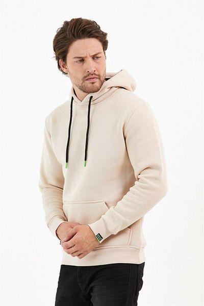 COMBİNE MİCHAİL Steinfarbenes Kapuzensweatshirt mit Kängurutasche 1205