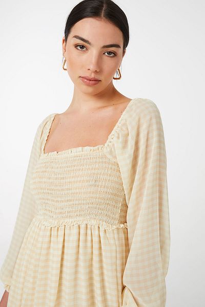 Ardene Gingham Smocked Peasant Dress