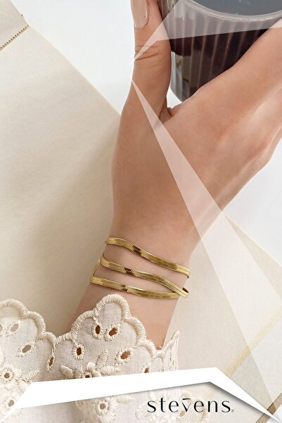 STEVENS Stainless Anti-Tarnish Steel Triple Italian Chain Bracelet