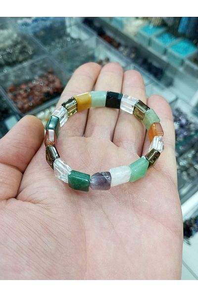 Mystic Energy 7-Piece Chakra Certified Natural Stone Bracelet - Amethyst, Aventurine, Crystal Quartz, Onix and Agate