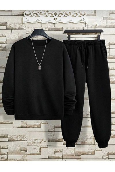KOZİA OUTDOORS VENGEANCE Basic Black Oversize Tracksuit Set - Crew Neck Sweatshirt and Jogger