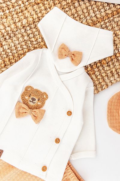 Babymod Bow Tie Teddy Bear Figured Cotton 5 Piece Baby Boy Hospital Outlet Baby Set