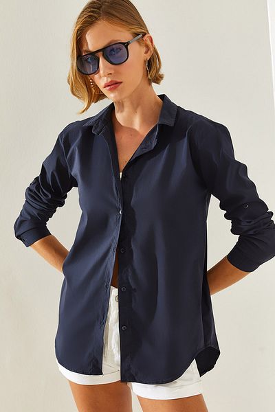 Bianco Lucci Fit Cut-Hemd für Damen – Basic-Ärmelfaltendetail, 60251348