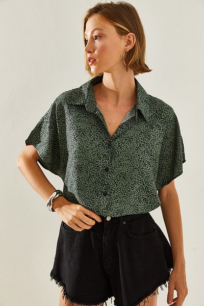 Bianco Lucci Viscose Patterned Women's Shirt - Short Sleeve, Model 40831005