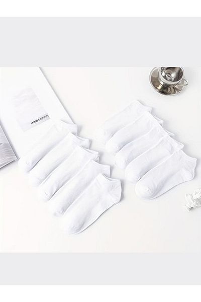 MY MENORA SOCKS 10 Pairs White Short Women's Booties Socks