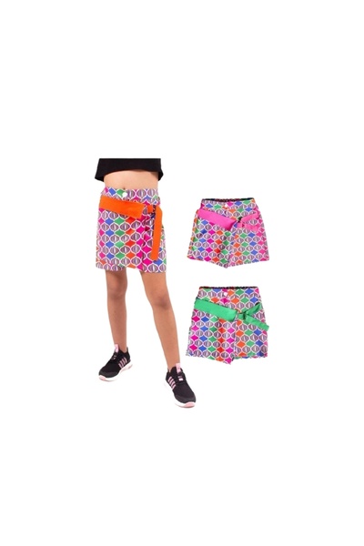 BBS Colorful Patterned Girl's Shorts Skirt - Belted