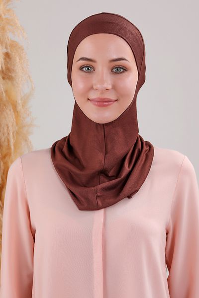 Melodi Scarf Γυναικείο αθλητικό Hijab Bone με καφέ χιτζάμπ γιακά