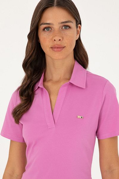 U.S. Polo Assn. Rochie de damă tricotată cu gât polo - Violet1832328-VR037