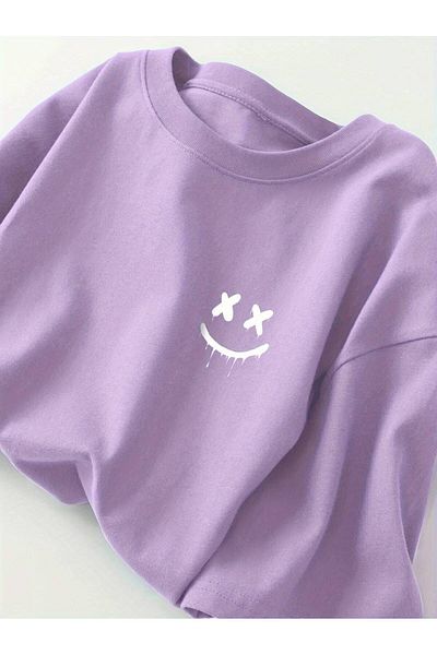 MOONBULL Μπλουζάκι Unisex Oversize με στάμπα με χαμογελαστό πρόσωπο