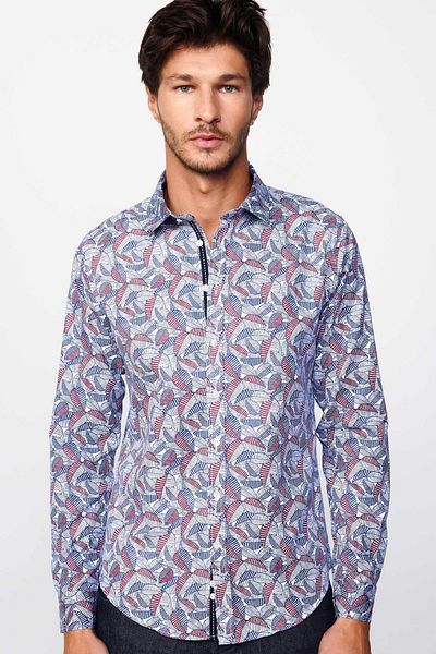 Tudors Slim Fit hosszú ujjú Slim Fit nyomott Oxford Texture férfi ing